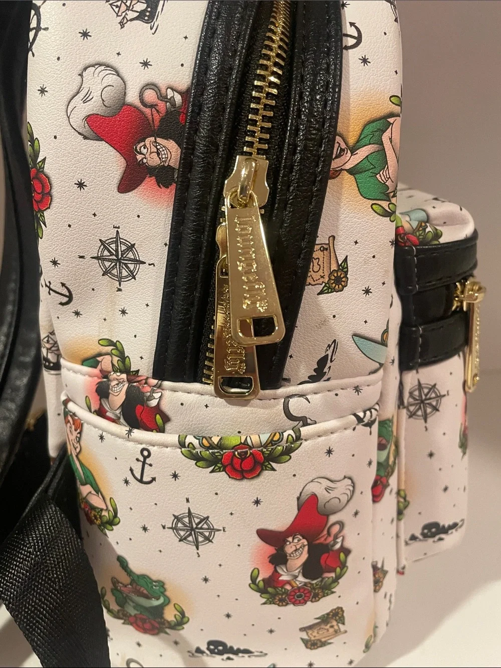 Loungefly White Disney Peter Pan Tattoo Print Mini Backpack